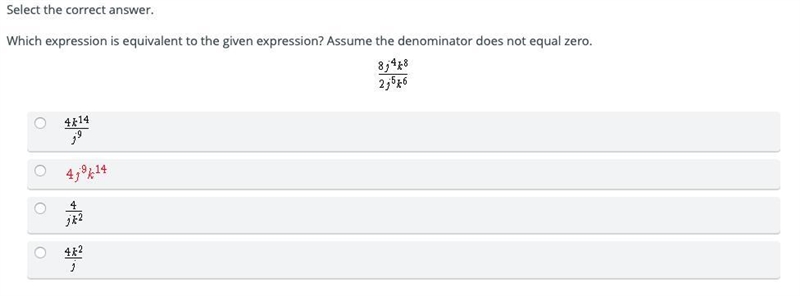 Which expression is equivalent to the given expression? Assume the denominator does-example-1