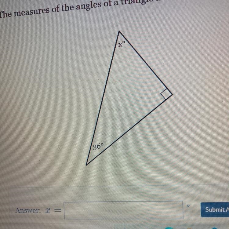 Need help ASAP!!!The measures of angles of a triangle are shown in the figure below-example-1