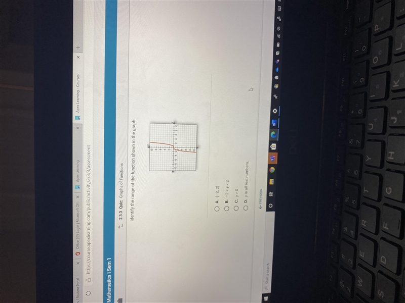 Identify the range of the function shown in the graph-example-1