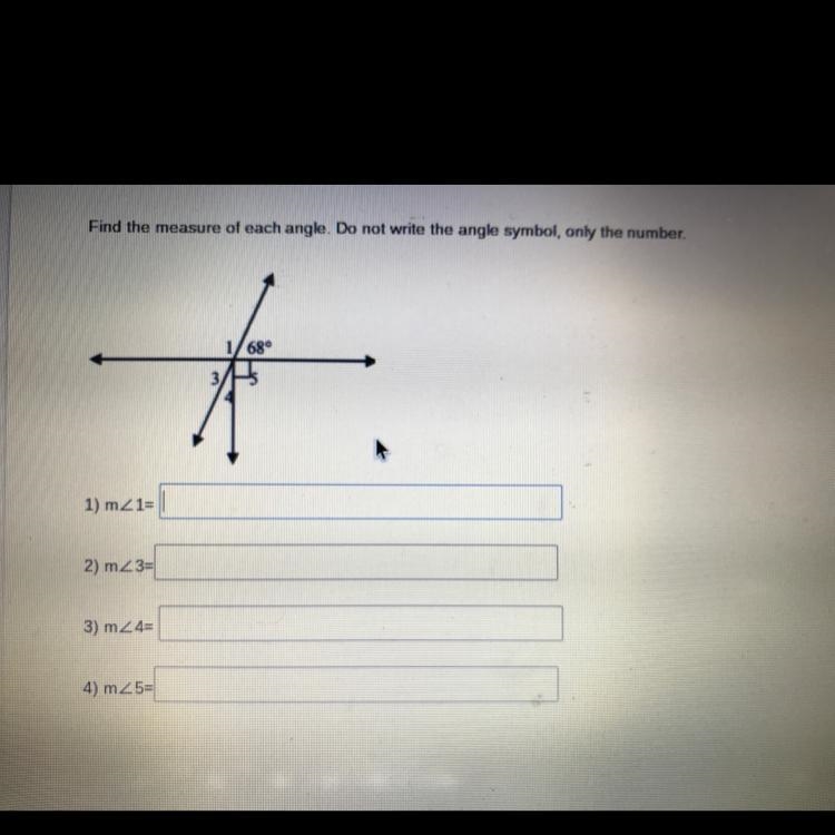 Find the Measure of each angle. Do not write the angle symbol only the number-example-1