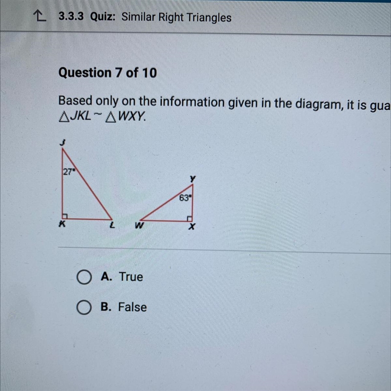 Based only on the information given in the diagram, it is guaranteed that AJKL ~ AWXY-example-1