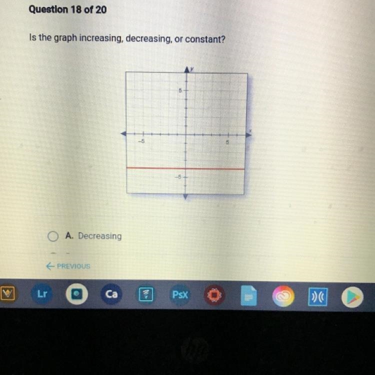 Is the graph increasing, decreasing, or constant?-example-1