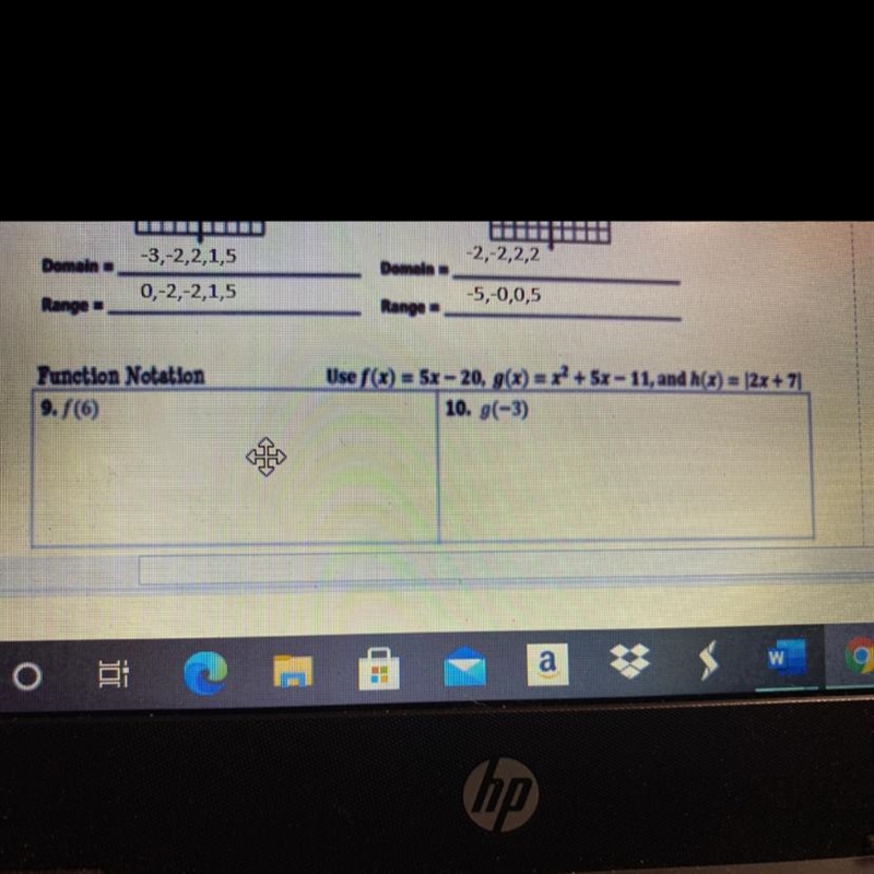 PLEASE HELP ASAP I NEED DONE BEFORE 9 Function Notation 9.16) Use f(x) = 5x – 20, g-example-1