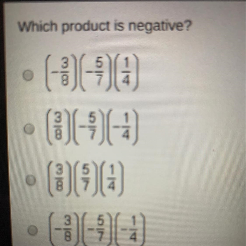 Which product is negative?-example-1