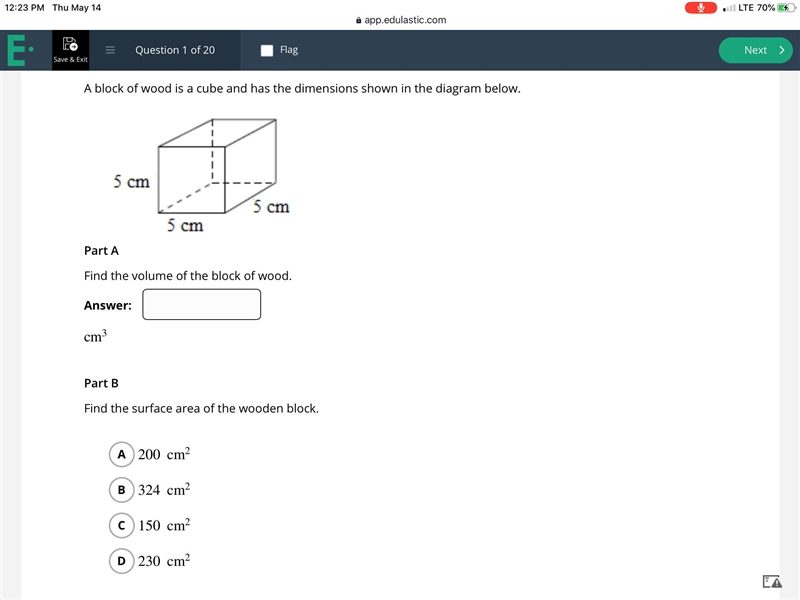 Find the volume of a block of woods-example-1