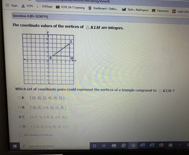 The coordinate pairs could represent the the vertices of a triangles congruent to-example-1