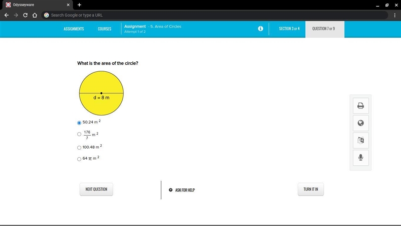 What is the area of the circle?-example-1