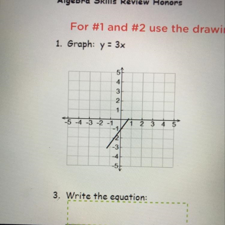 1. Graph: y = 3x please help-example-1