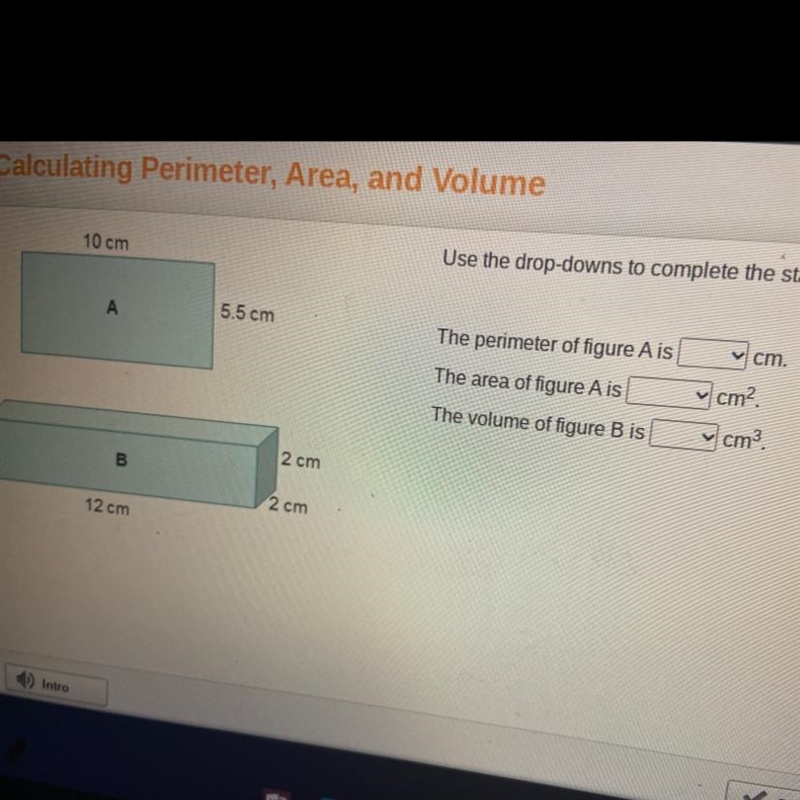 Use the drop downs to complete the statements-example-1