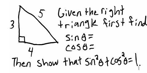 Given the right triangle first find Sin0, Cos0-example-1