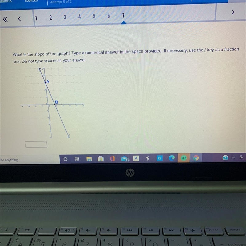 What is the slope of the graph? Type a numerical answer in the space provided. If-example-1