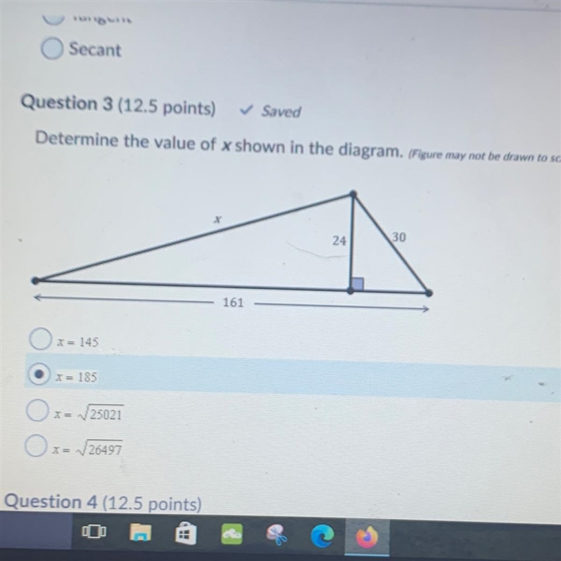 Determine the value of x shown in the diagram-example-1