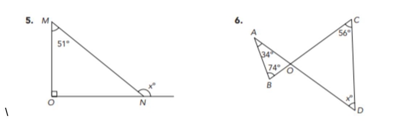 PLEASEEE HELPPP MEE WITH QUESTIONSSSS 5 AND 6 QUESTION: Find the value of x-example-1