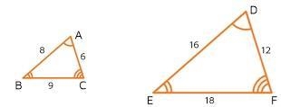 Question 3 options: The scale factor of triangle ABC to triangle DEF is triangles-example-1