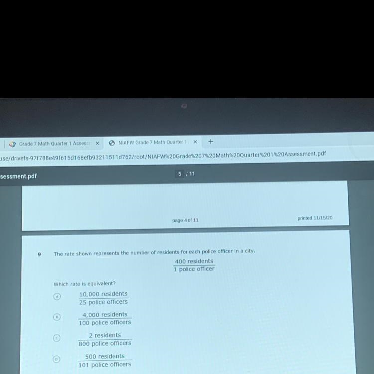 9 The rate shown represents the number of residents for each police officer in a city-example-1