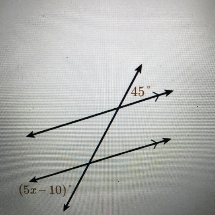 The two lines intersected by the transversal are barrel. What is the value of x? A-example-1