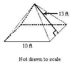 Find the volume of the square pyramid shown. Round to the nearest tenth if necessary-example-1