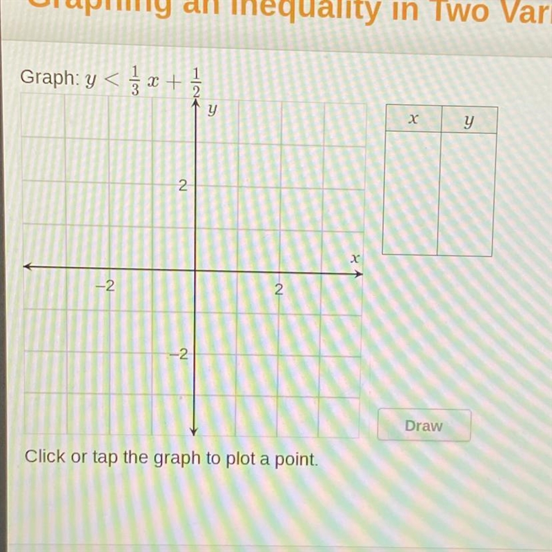 (PLEASE HELP ASAP) Graph: y < 1/3x + 1/2-example-1