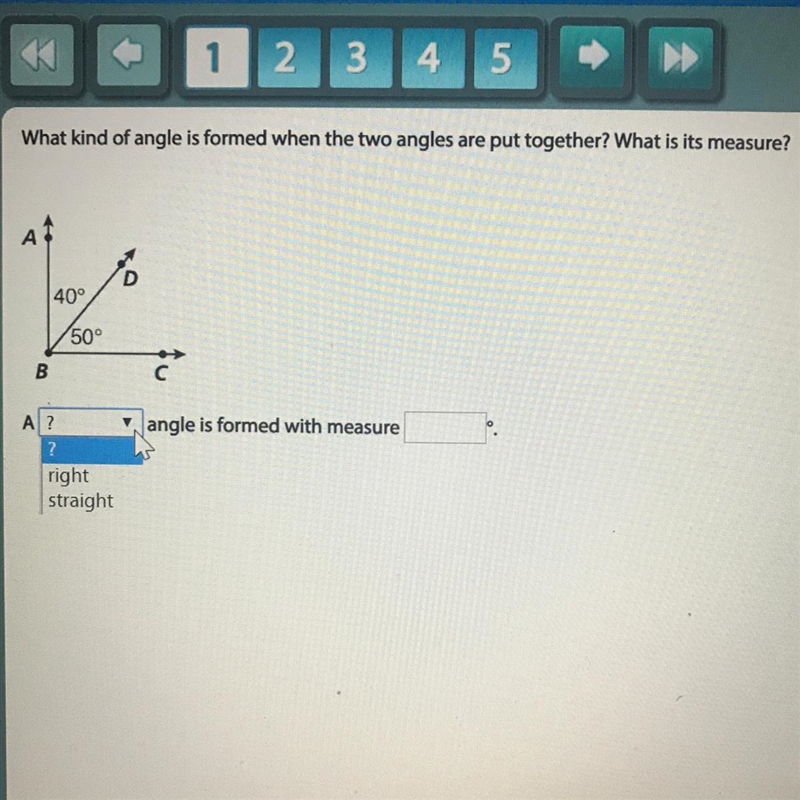 What is it’s measure and what kind of angle is formed here? Basically what the question-example-1