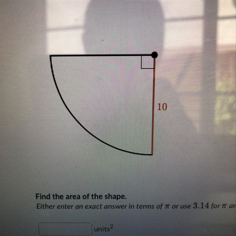 Find the area of the shape if the radius is 10-example-1