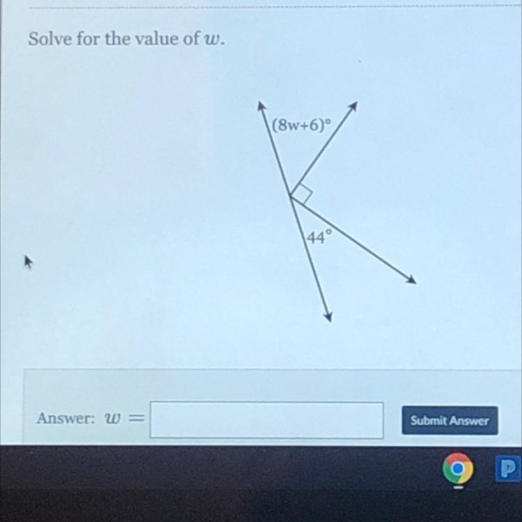 Solve for the value of w. (8w+6)"-example-1