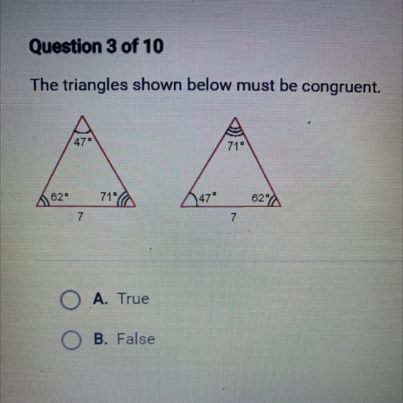 The triangles shown below must be congruent.-example-1