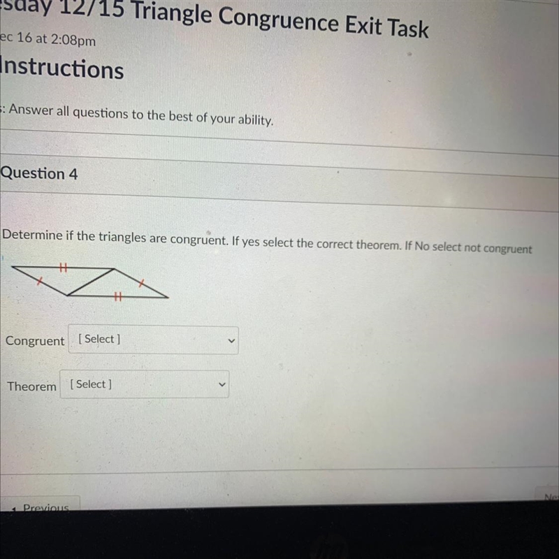 Are these triangles congruent ? And what is the theorem ?-example-1