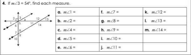 If m<3 =54°. find each measure.-example-1