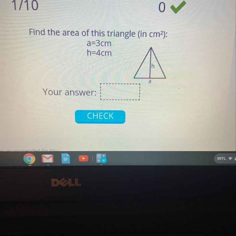 Find the area of this triangle in cm 2-example-1