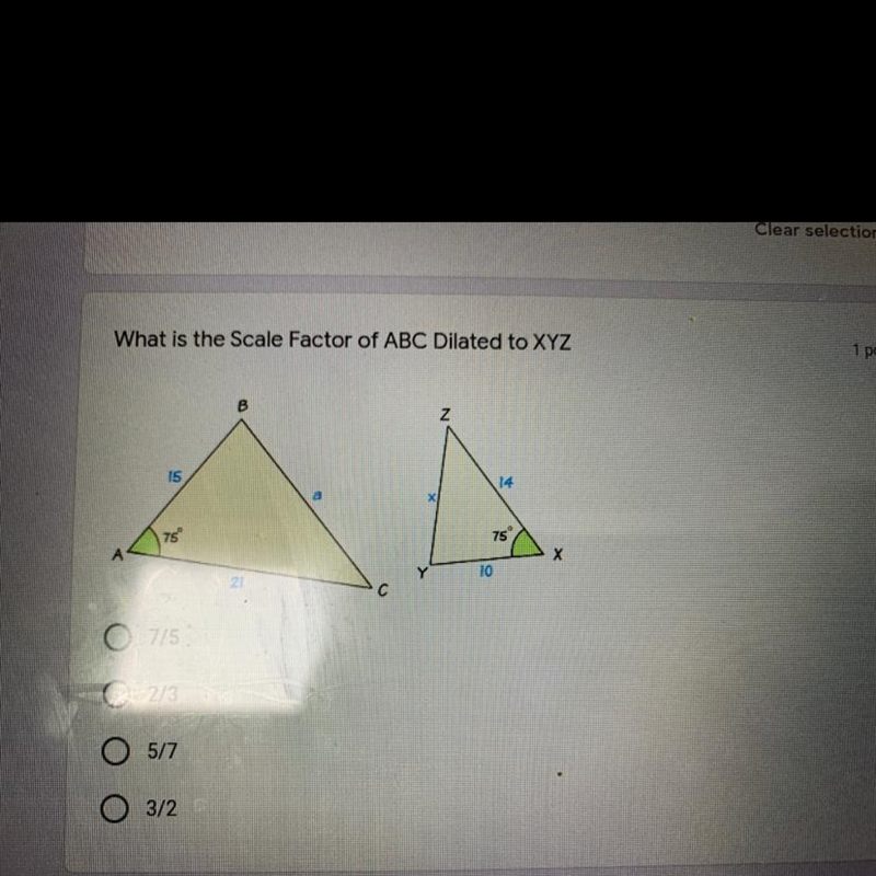 What are the scale factor of ABC dilated to XYZ plz help-example-1