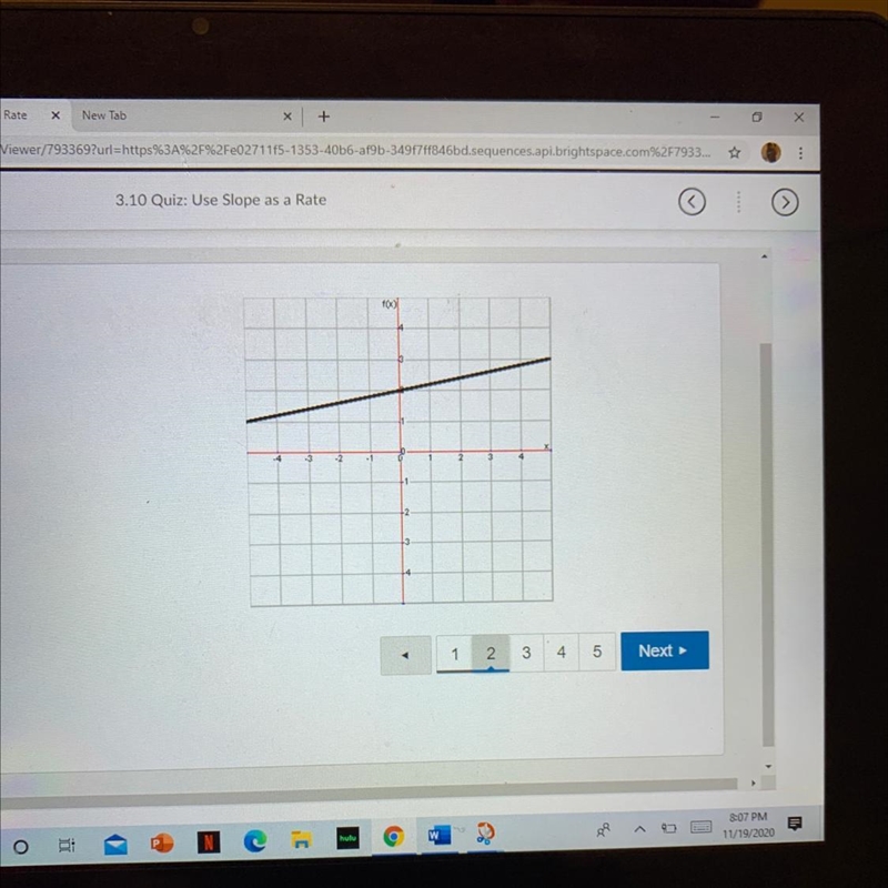 What is the slope of this line? Answer: -1/5 1/5 5 -5-example-1