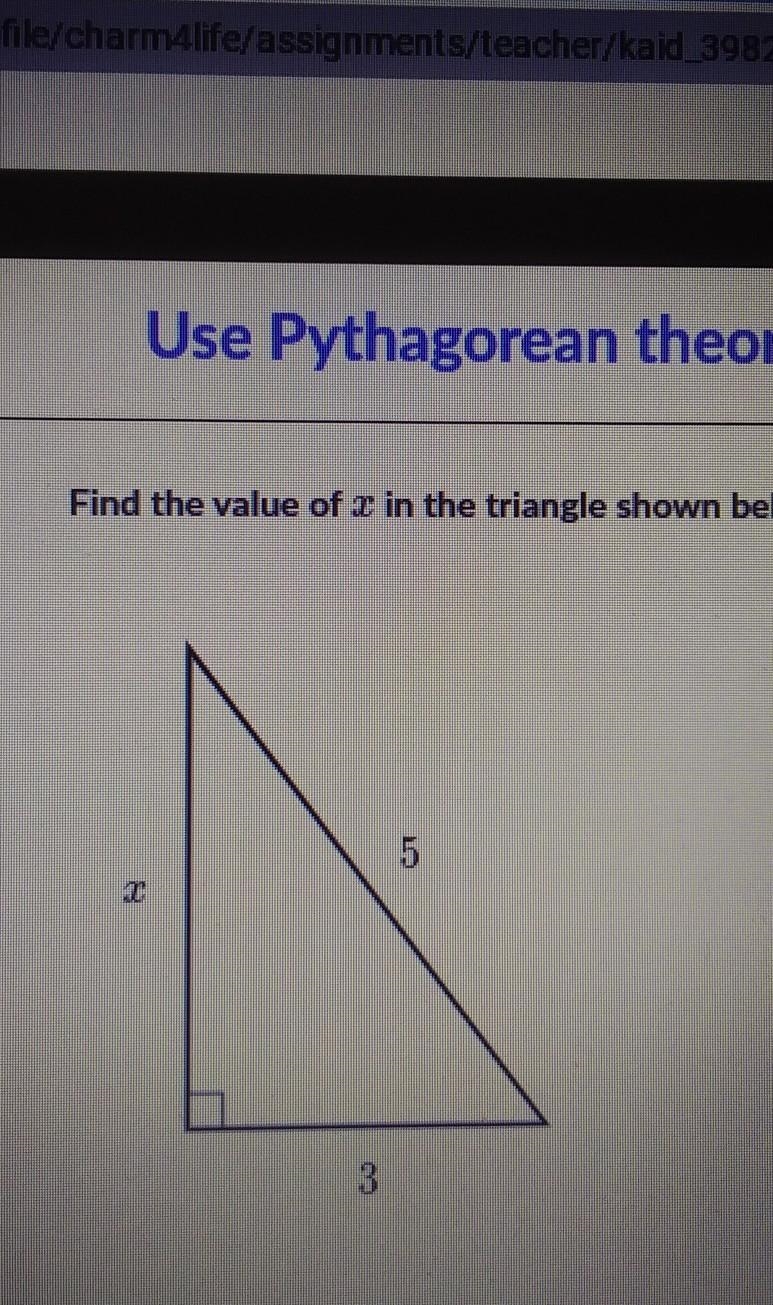 Answers: A. x=8 B. x= square root of 20 C. x=4 D. x= square root of 34​-example-1