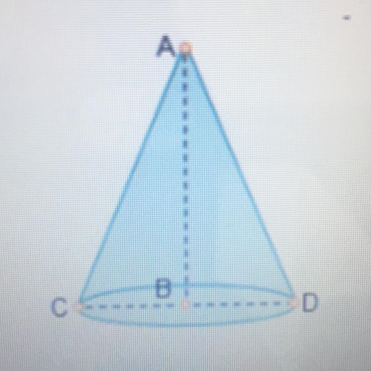 On the cone below, the length of CB is 6 inches. What is the length of the diameter-example-1