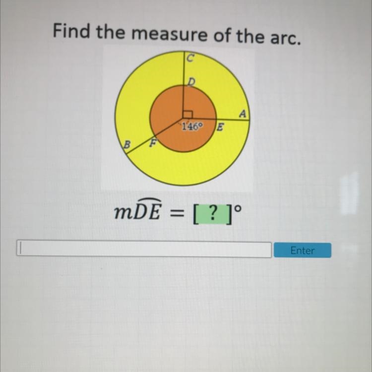 Find the measure of the arc.-example-1