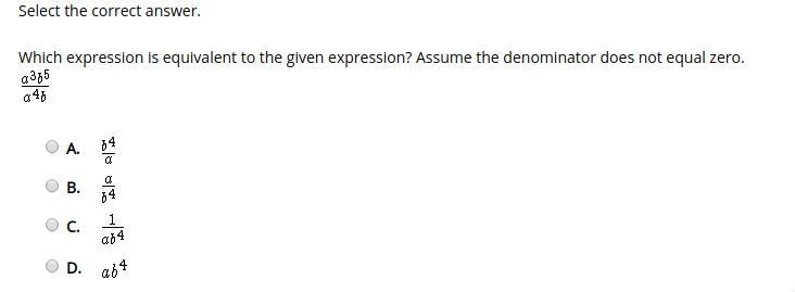 Which expression is equivalent to the given expression? Assume the denominator does-example-1