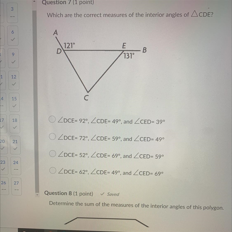 Which are the correct measures of interior angles of CDE-example-1