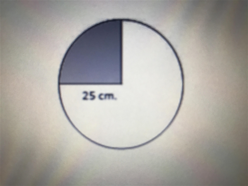 The Miguel traces a circle with the radius of 25 cm like the one shown. He will color-example-1