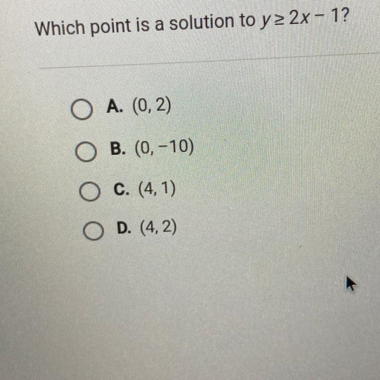 Which point is a solution to yz 2x – 1-example-1