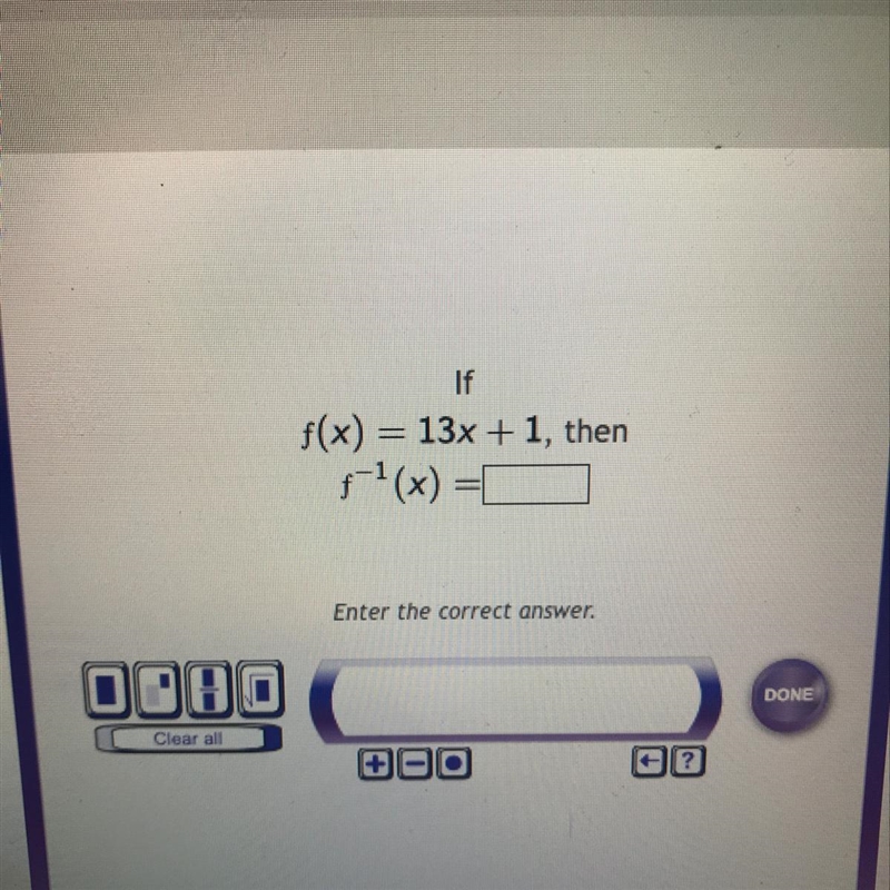 If f(x) = 13x + 1, then f-1(x) =-example-1