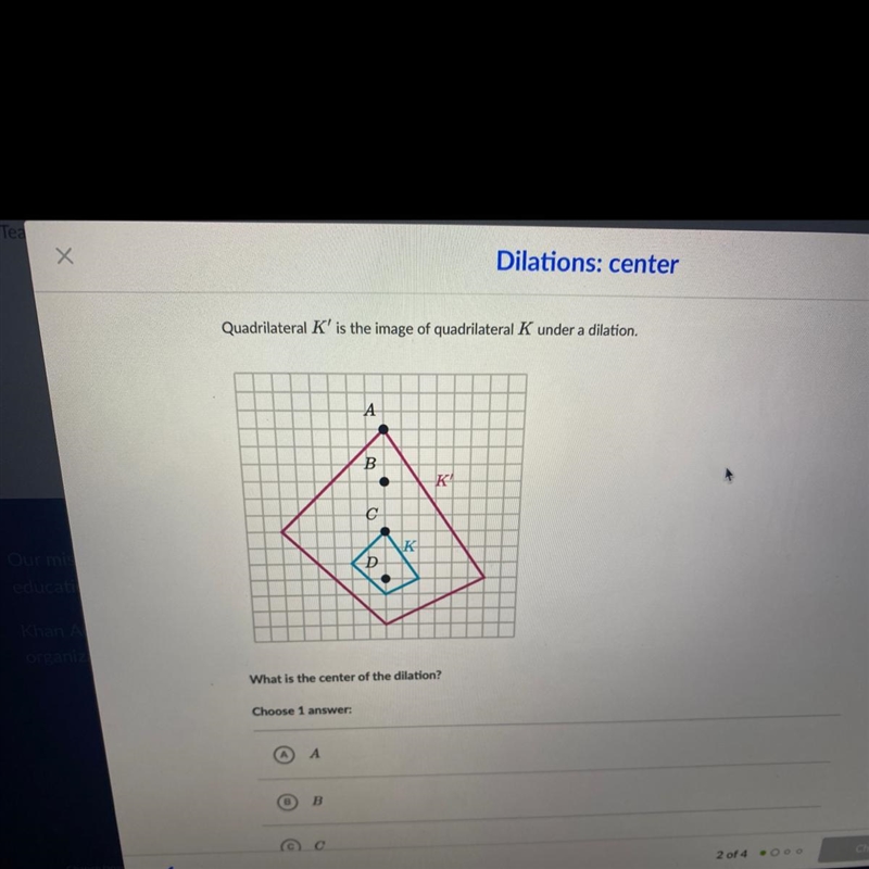 What is the center dilation a,b,c, or d-example-1