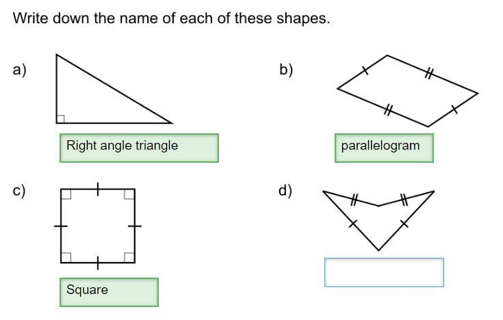 Write down the name of the shape for question D. Please help!-example-1