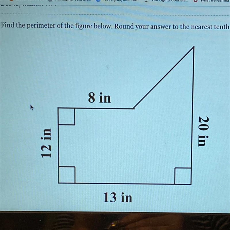 Find the perimeter of the figure below. Round your answer to the nearest tenth.-example-1