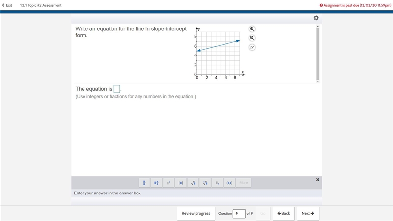 FREE BRAINILST FOR FIRST ANSWER Write an equation for the line in​ slope-intercept-example-1