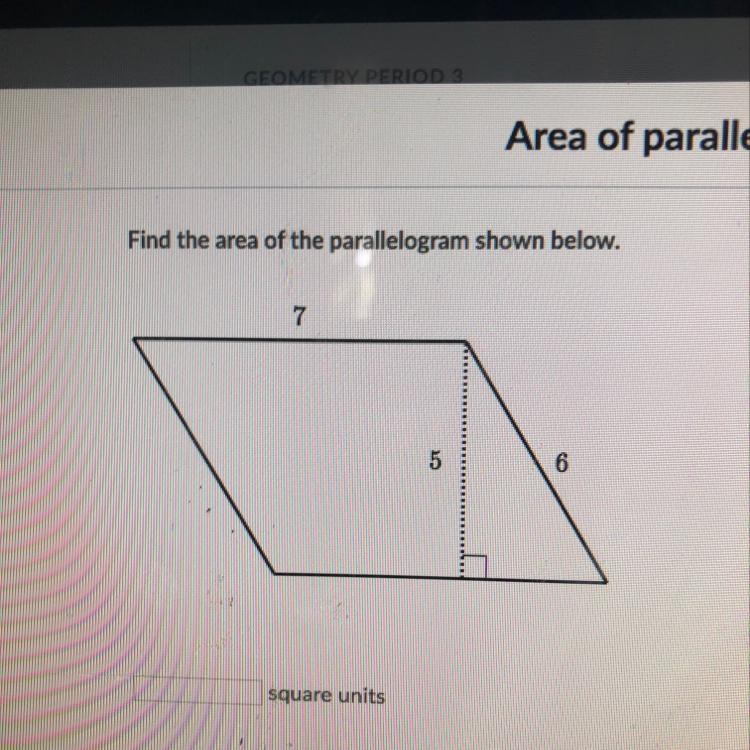 Find the area of the parallelogram shown-example-1