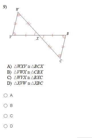 Select the statement that indicates that the triangles in each pair are congruent-example-1