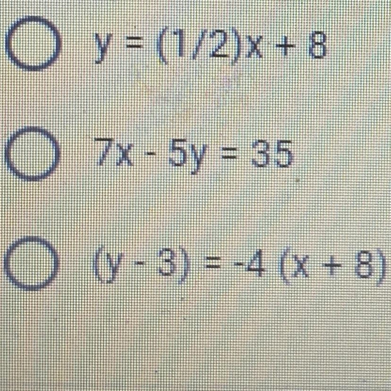 Which equation is Point - Slope Form?-example-1