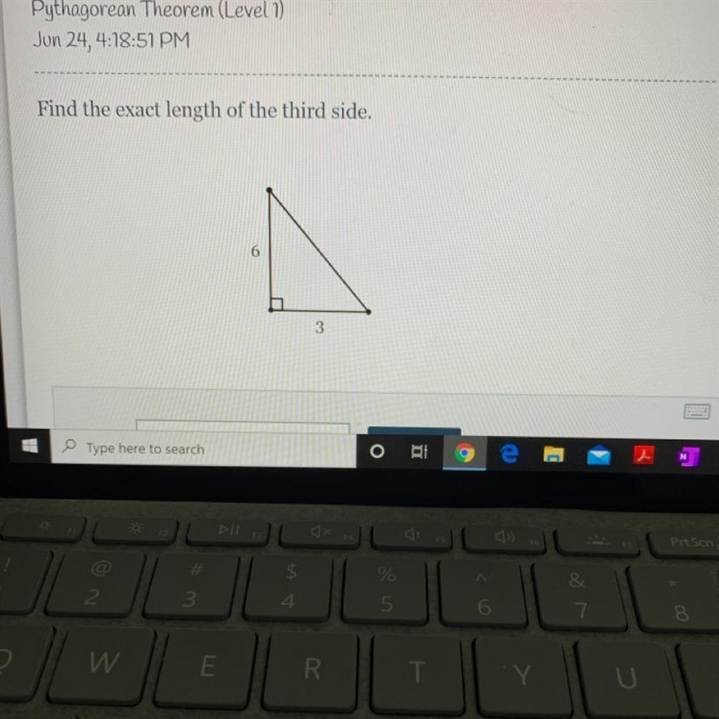 Find the exact length of the third side. (Pythagorean Theorem)-example-1