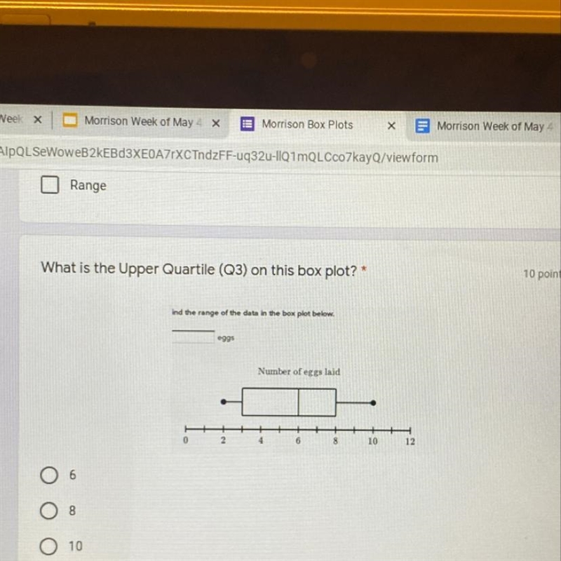 What is the upper quartile on this box plot (please help)-example-1