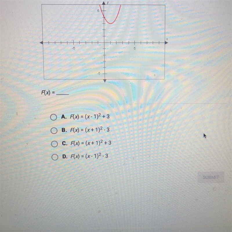 The graph of F(x), shown below, has the same shape as the graph of G(X) = x2, but-example-1