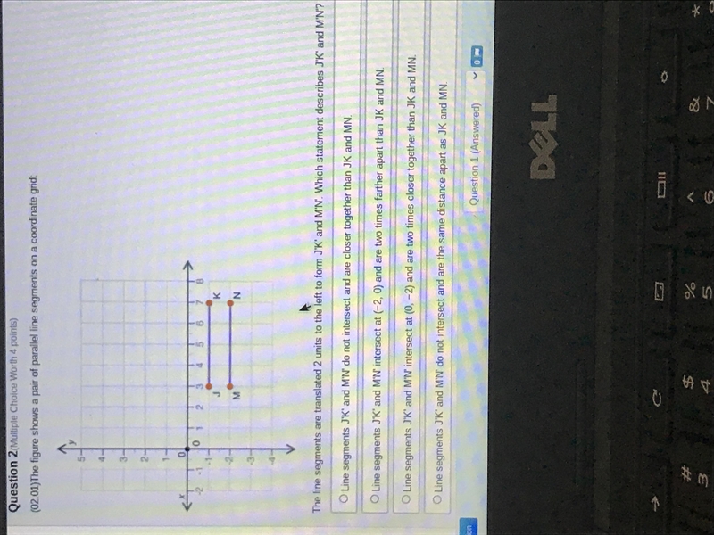 The figure shows a pair of parallel line segments on a coordinate grid: the line segments-example-1